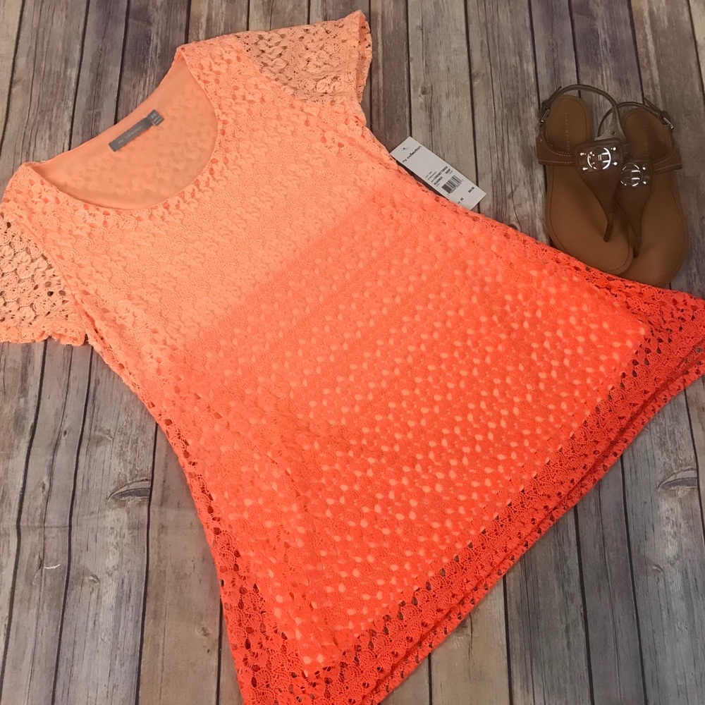 NY Collection Crochet Tunic NWT Ombré Orange